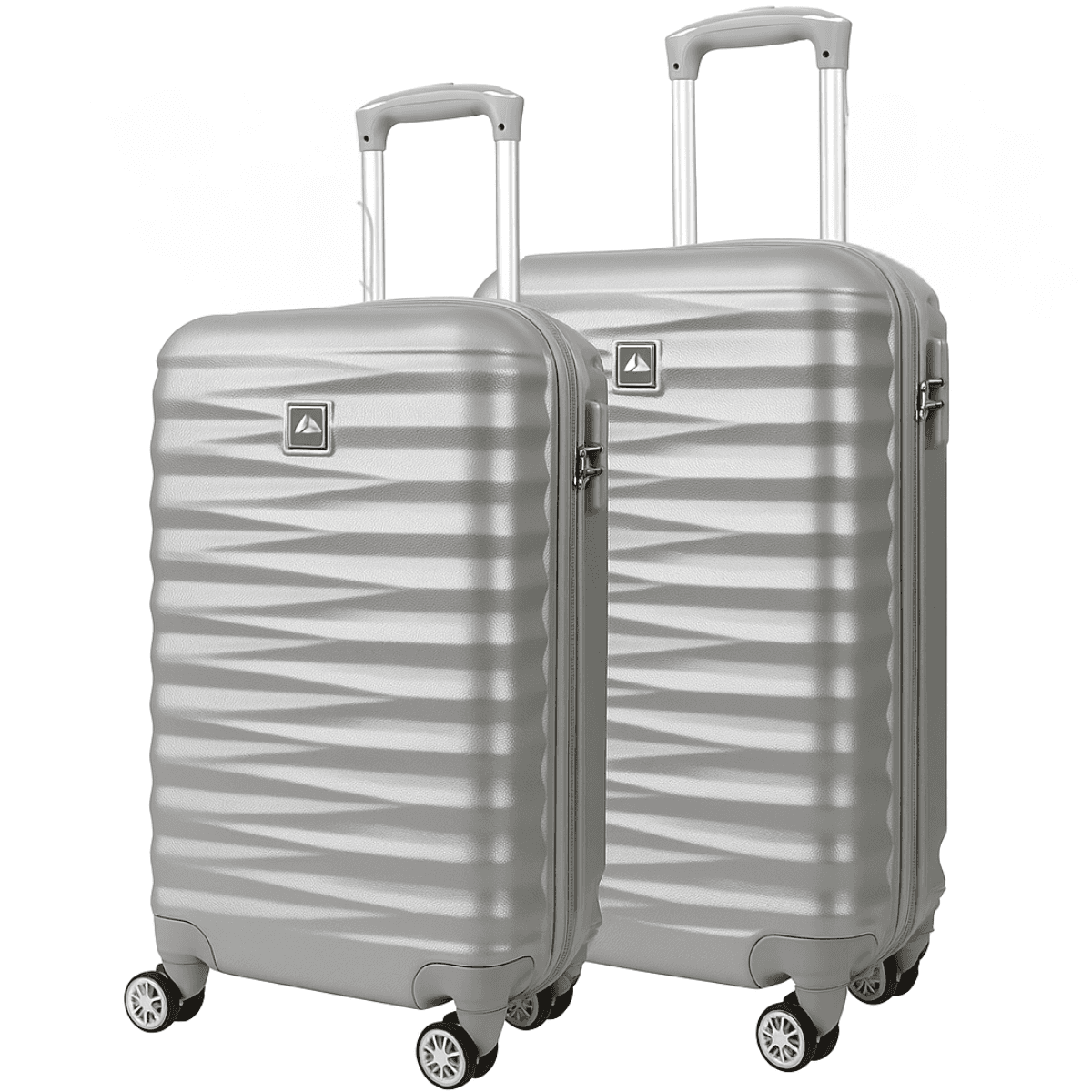 Kit Conjunto 2 Malas Viagem Bordo Rodas Dupla Fibra  Cor Prata